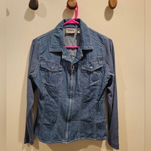 Vintage Two-Tone Blue Jean Chambray Zip Up